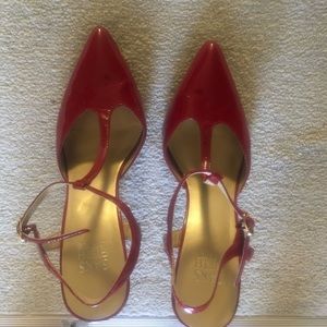 Saks Fifth Avenue Red T-Straps Sandals Size 6.5